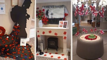 A beautiful poppy display for Remembrance Day at Gateshead care home